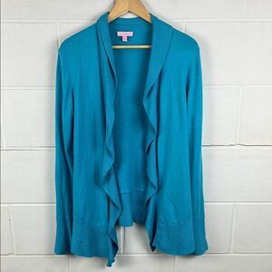 Lily Pulitzer women’s ruffle open front lightweight cashmere blend cardigan